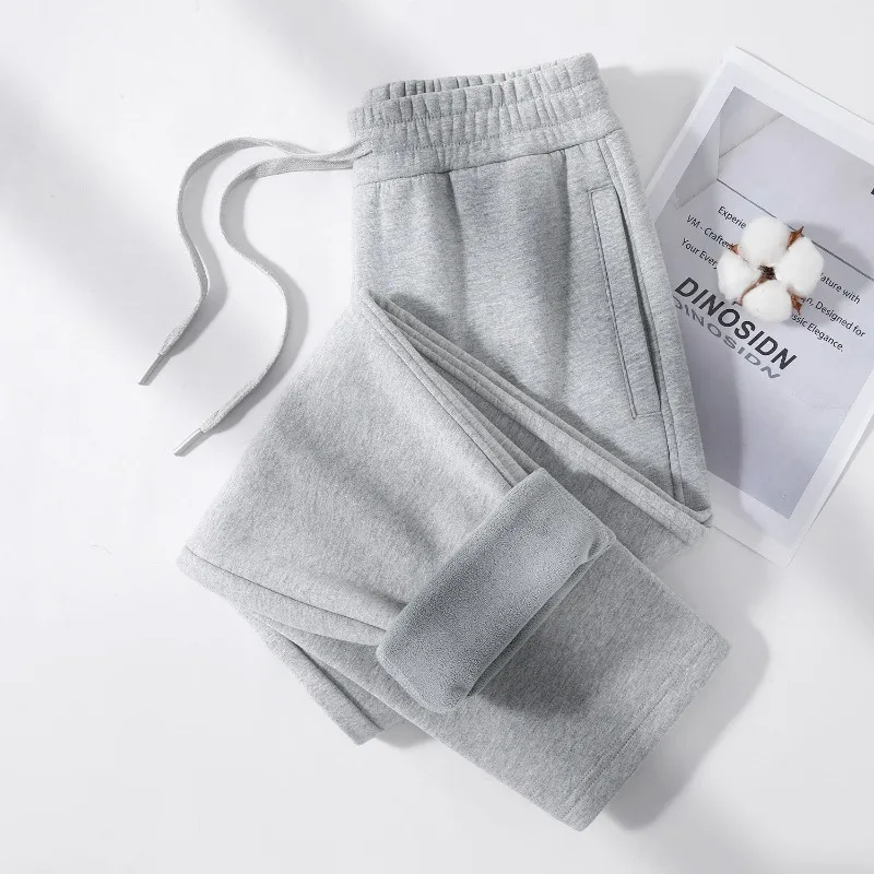 

2026 флисовые утепленные хлопковые спортивные штаны, женские осенне-зимние свободные прямые брюки с эластичной резинкой на талии, женские толстые повседневные брюки