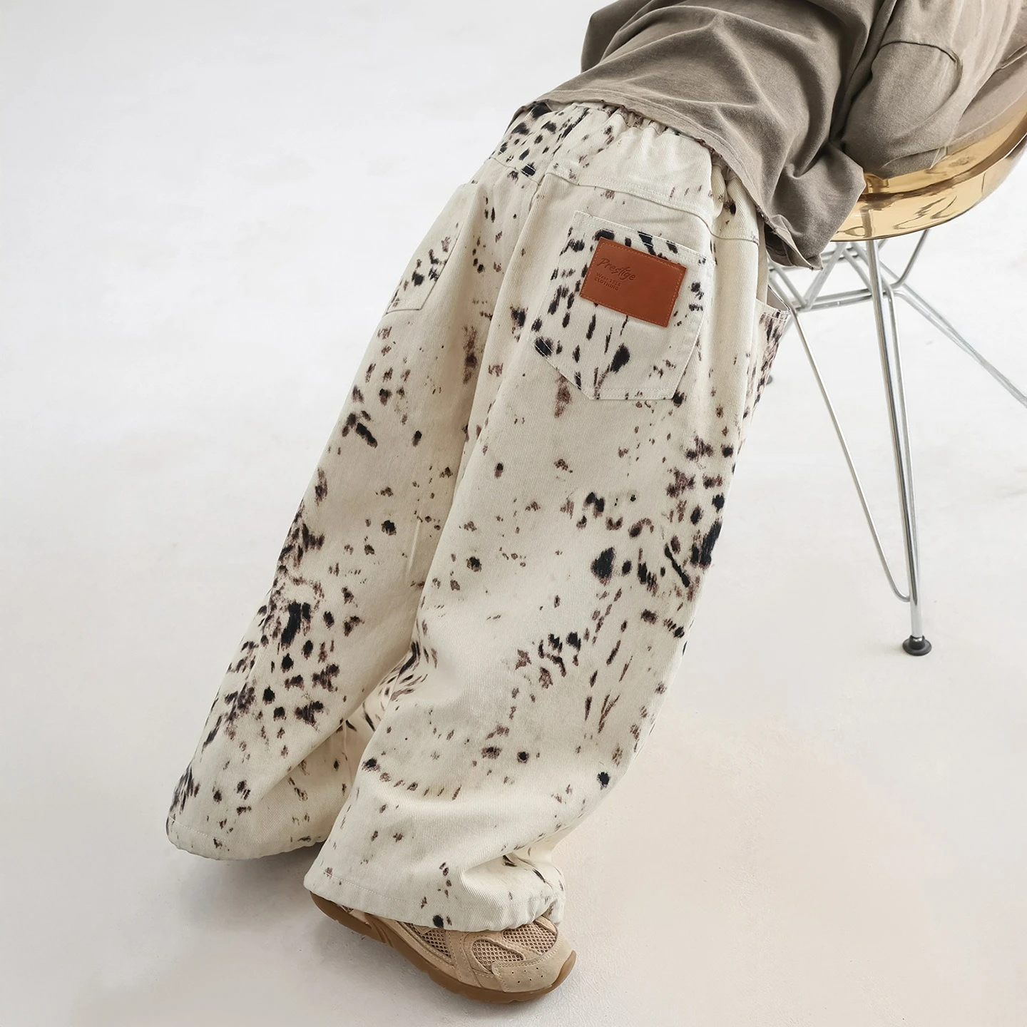 Boys' Spring Jeans Children's Korean Street Dance Style Leopard Pattern Casual Trousers Loose Wide Legs Spring Pants