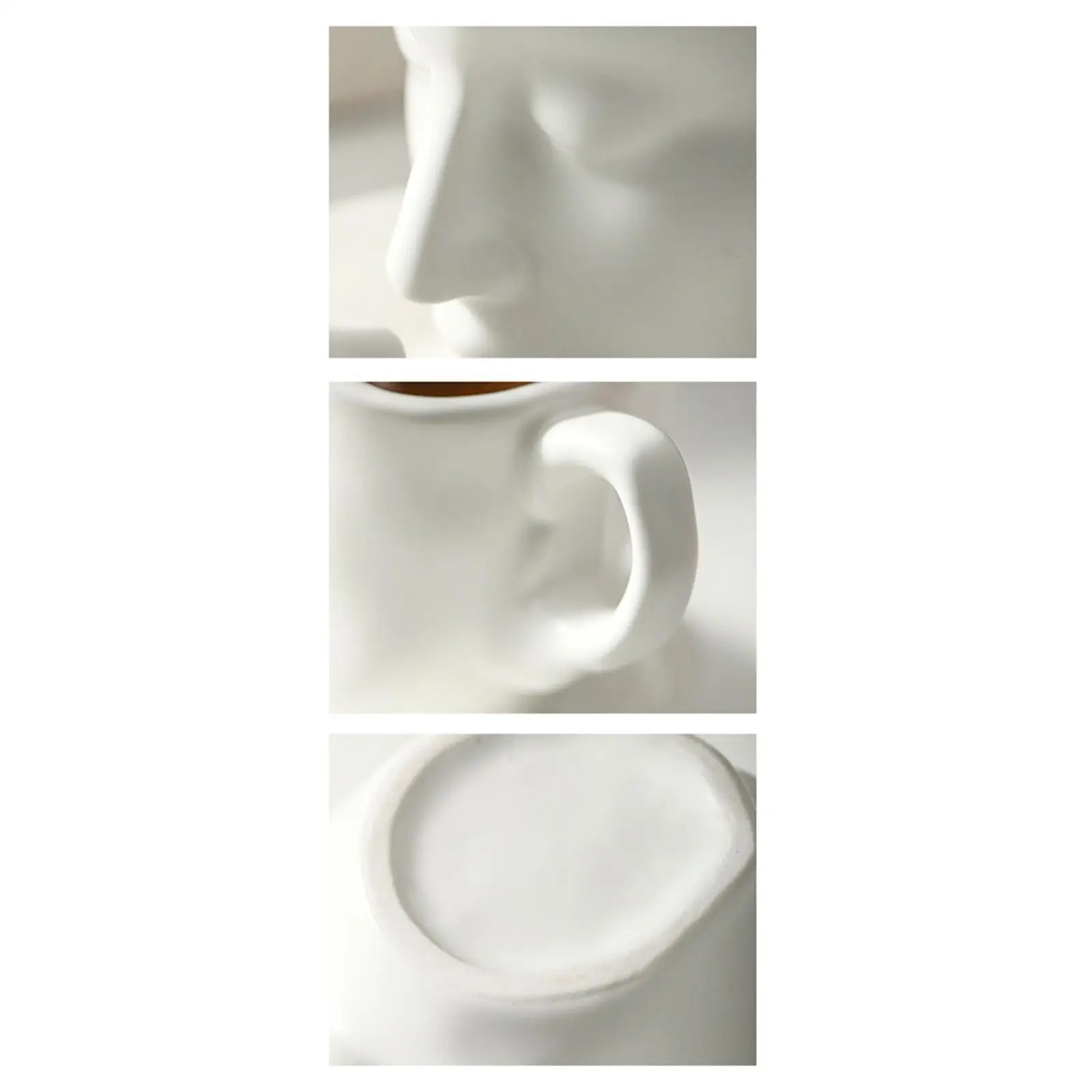 Porcelain Coffee Mug with Saucer Creative Face Design for Cappuccino Tea Drinks Elegant Tableware Gift