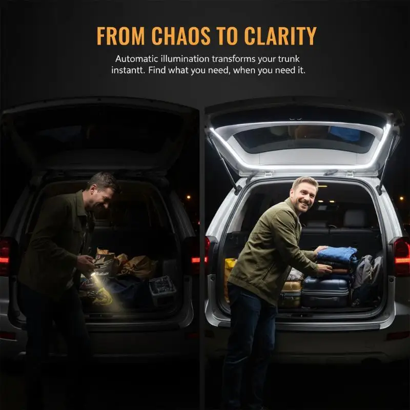 4M Car LED Trunk Strip Light Ultra Brightness Automatic Sensing Flexible Waterproof Tailgate Bar for SUV Pickup Storage