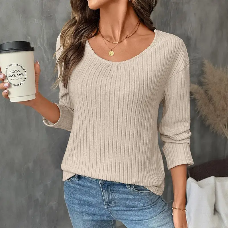 

Ladies Bal Lace Knitted Sweater T-irt Casual Sle Soft Polyester Blend Long Sve round Ne Pullover for Women