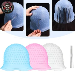 Salon Silicone Hair Coloring Cap Highlight Cap Reusable Needle Hair Dying Frosting Cap Hair Dye Hat Hairstyling Tool Accessories