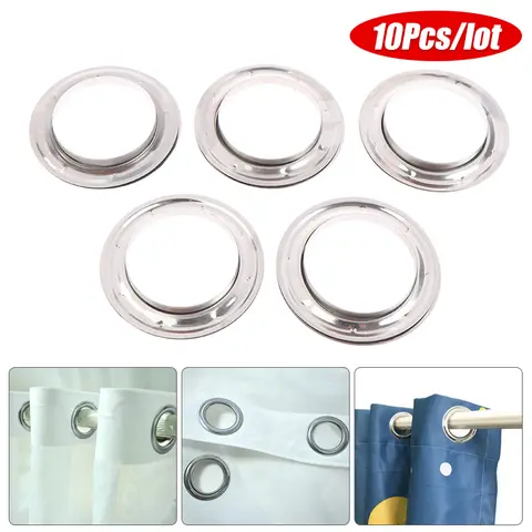 10 pairs/pack Eyelet Curtain Rings Curtain Grommet Top Silvery Metal Ring Header Curtain Accessories  Be Assembled With A Press