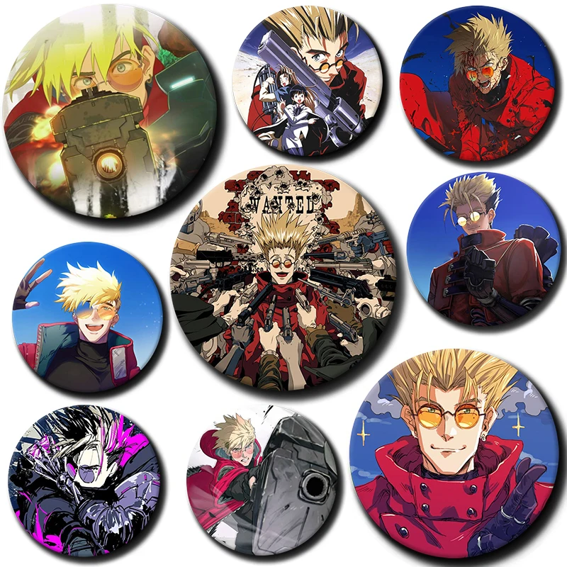 

Anime Trigun Brooches for Backpack Vash The Stampede Lapel Pins Cartoon Cosplay Badge Accessories Clothes Decoration Gifts