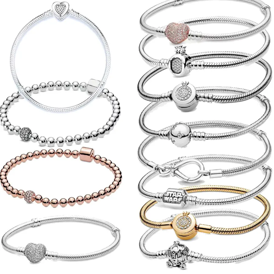

Popular S925 silver crown snake bone bracelet on the whole network, suitable for original DlY bracelet, women's fashion accessor