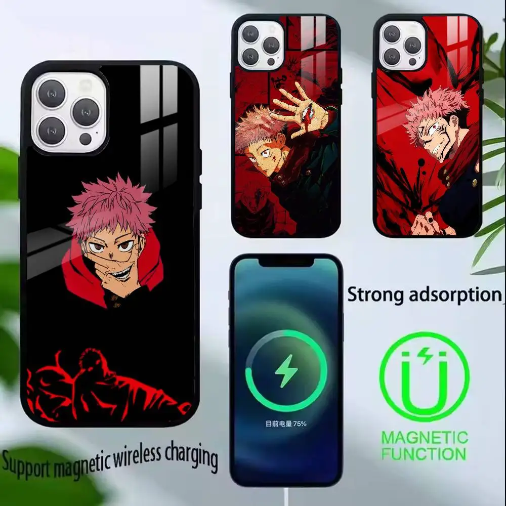 

Anime Jujutsu Kaisen Ryomen Sukuna Phone Case For iPhone17,16,15,14,13,12,11 Plus,Pro Supports Magnetic Wireless Charging