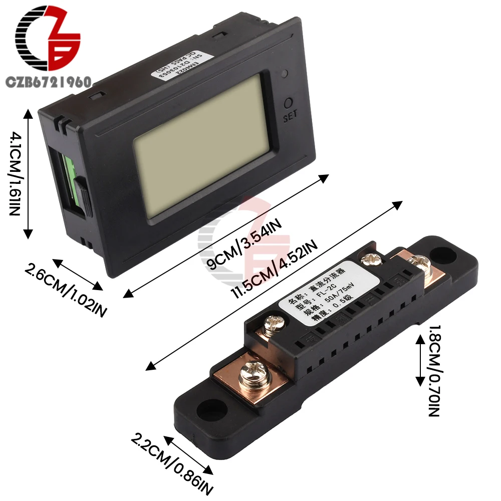 Dc Digital Display Voltage And Current Meter Power Electricity And Power Monitoring Instrument Multimeter DC 6-200V 20A 50A 100A