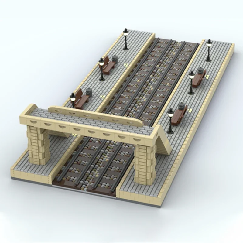 City Street View Model Moc Building Bricks Train Station Platform Technology Modular Blocks Gift Christmas Toy DIY Sets Assembly