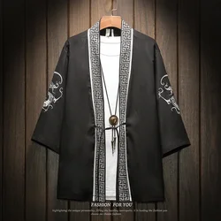 Kimono Brodé de Style Chinois pour Homme, Costumes de Samouraï, Rétro, Harajuku, Cardigan Japonais