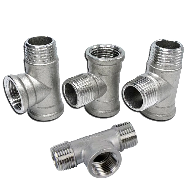 

304 Stainless Steel BSP Male to Femlae Fitting 1/4 - 2 inch FFM FMF MMF MFM 3 Ways Tee Type Water Pipe SS304 Joint Connector