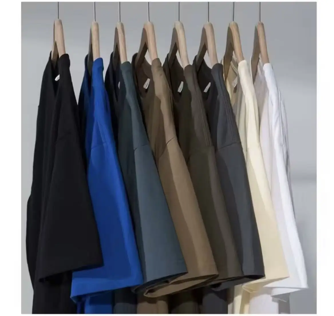 Customized logo 290g men's oversized 100% cotton street double-sleeve high-quality heavyweight round-neck short-sleeved T-shirt