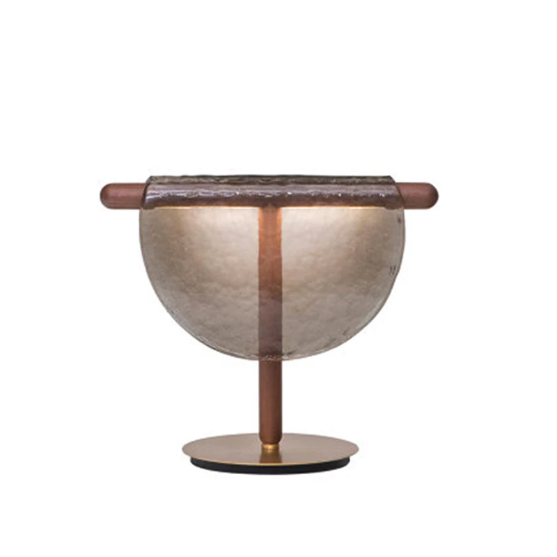 

New Chinese creative glass wood grain living room art designer model room simple modern bedroom bedside table lamp