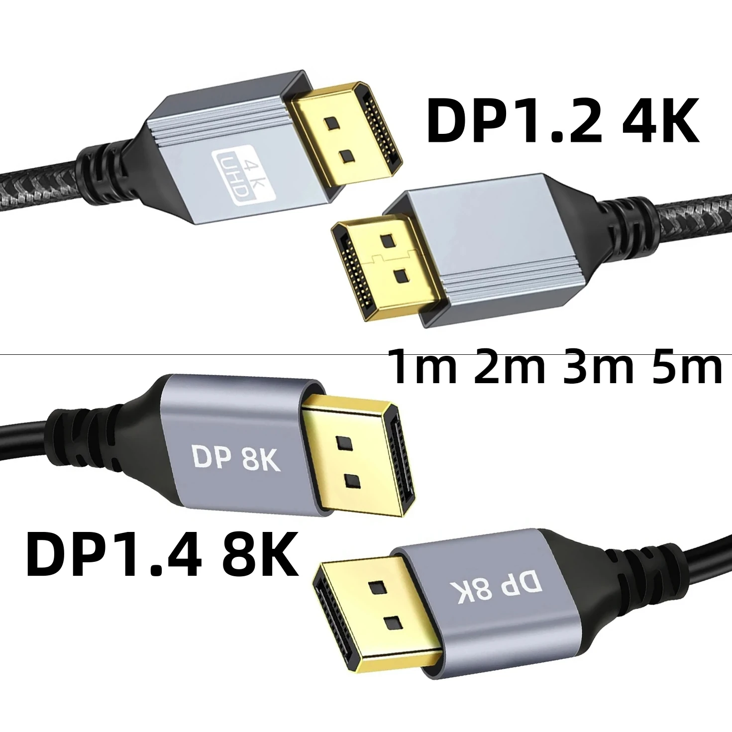 Display Port Cable Gold-Plated DP to DP1.4 8K@60Hz, DP1.2 4K@60Hz Video Audio Cable for Gaming Monitor Laptop PC Graphics Card