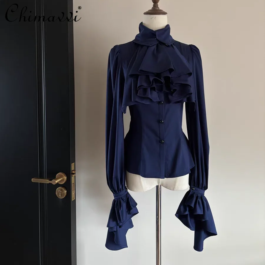 Gothic Darkสีแดงแขนค้างคาวRetroเสื้อฤดูใบไม้ผลิและฤดูร้อนใหม่LolitaทุกวันแขนยาวSlim-Fitภายในอารมณ์เสื้อเสื้อ