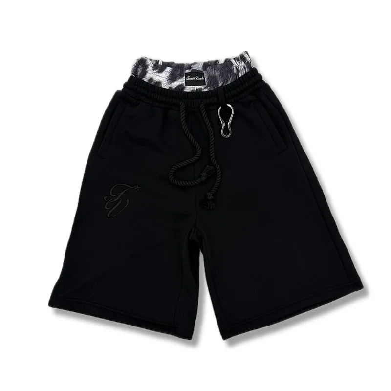 กางเกงขาสั้นสไตล์วายทูเคย้อนยุค แนวสตรีทสีกลาง แต่งลายปักเอวคู่ สไตล์ลำลองสปอร์ต