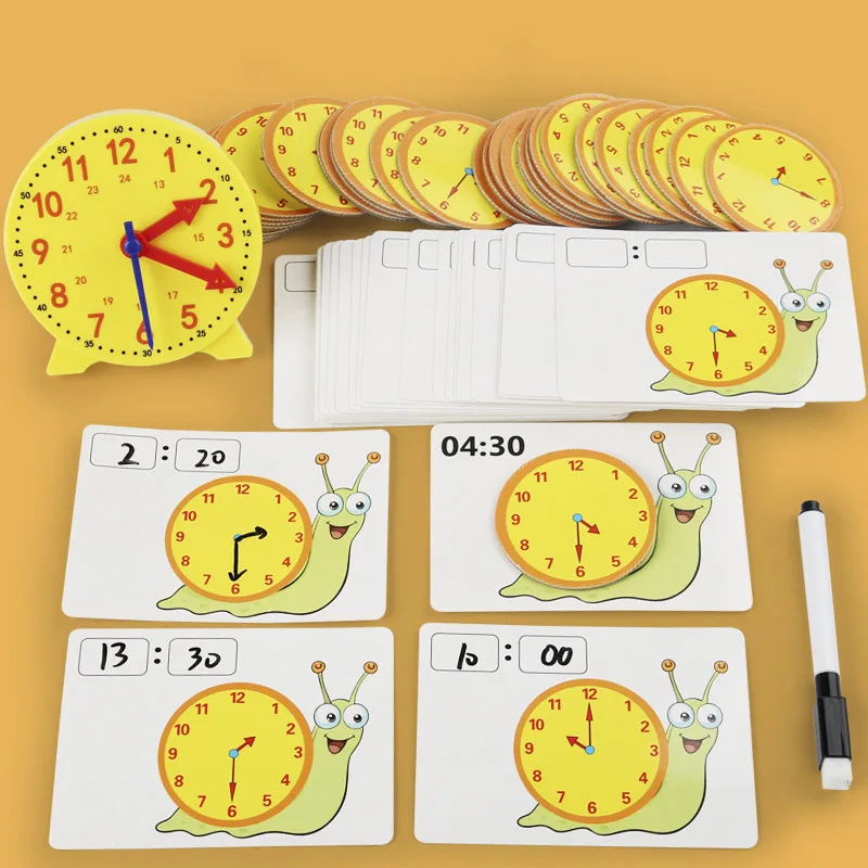 Orologio Montessori per bambini Giocattoli educativi Ora Minuto Secondo Cognizione Puzzle di abbinamento Giocattoli Sussidio didattico per bambini in età prescolare