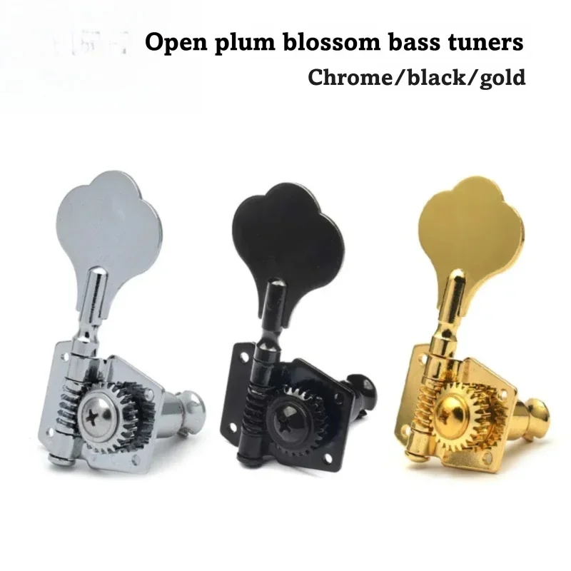 

4-String Chrome Open Gear Bass Tuners - Tuning Pegs for Jazz Precision Bass Metal Alloy String Tuning Keys