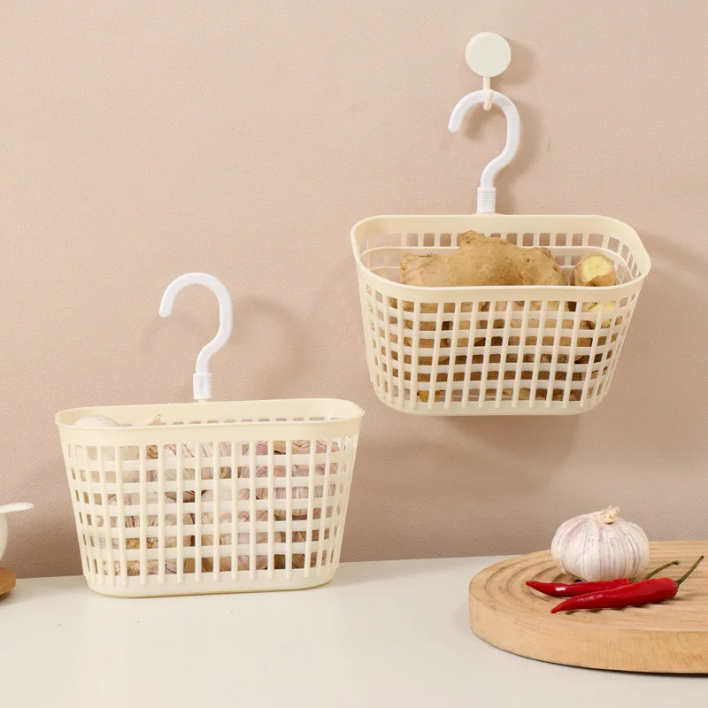 Kitchen Onion Storage Basket Wall-mounted Storage Box Small Rack Bathroom Bedside Hanging Basket Ginger Garlic Storage Baskets