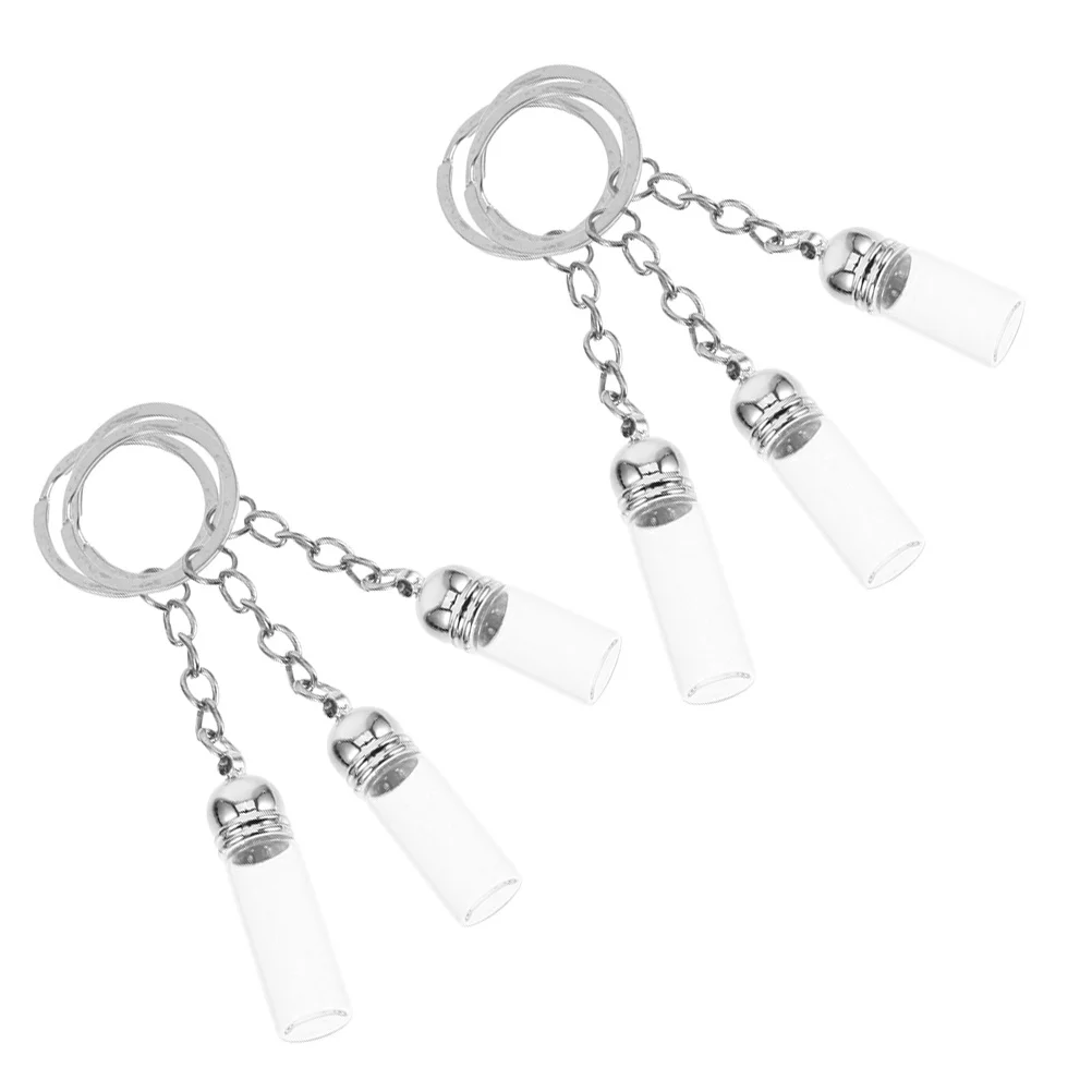 

6Pcs Glass Perfume Bottle Empty Keychain Essential Oil Bottle Key Chain Small Glass Jars Elegant Craftsmanship