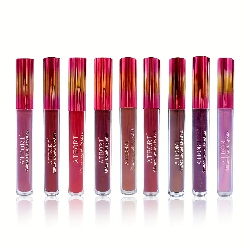 1 Set Of Lipstick, Long-Acting Lipstick Set, 9-Color Diamond Luster, Deep Red, Pink, Purple, Shiny, Shiny, Metallic Luster, Shin