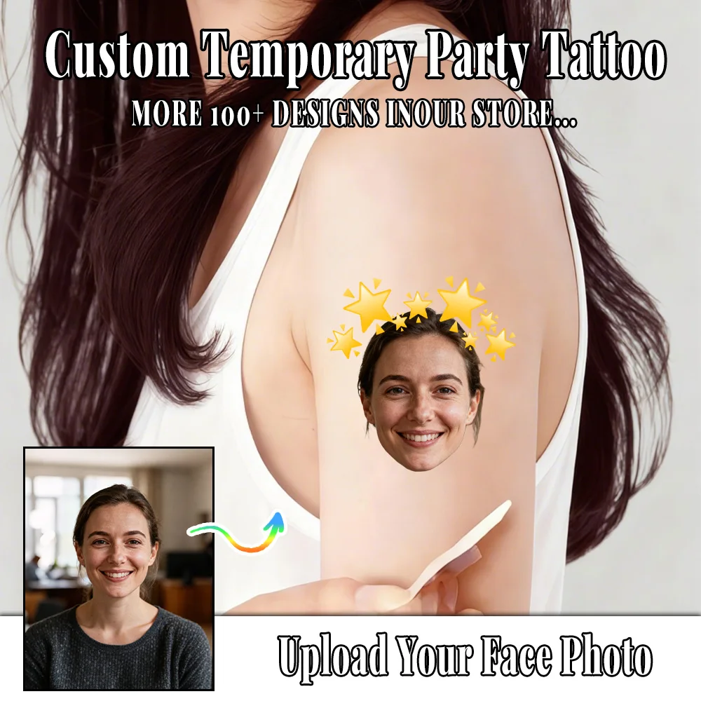 

15PCS Customized Temporary Tattoo Stickers Facial Photo Design Personalized Party Family Friends Makeup Decoration Gifts