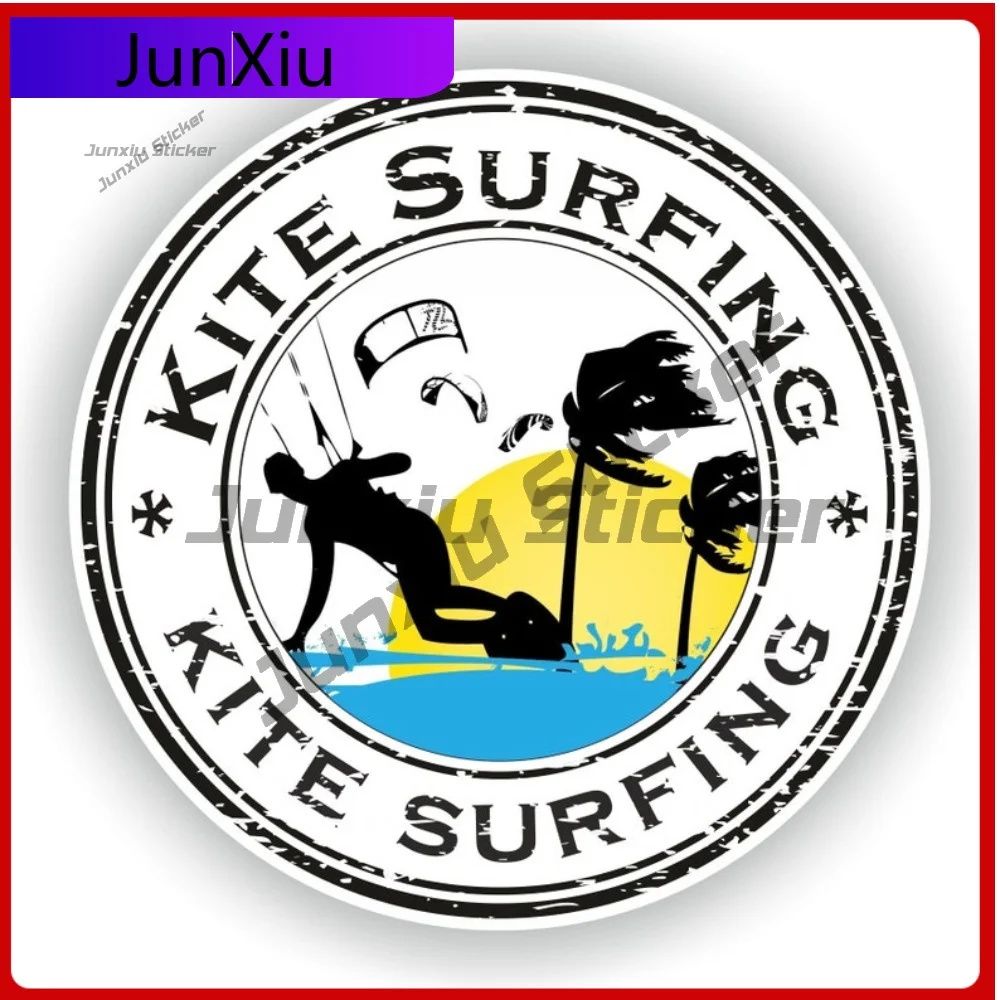 

Kite Surfing Sticker Sports Enthusiast Round Vinyl Decals Custom Decals Camping Bumper Rv Caravan Car Decoration Decals Guitar