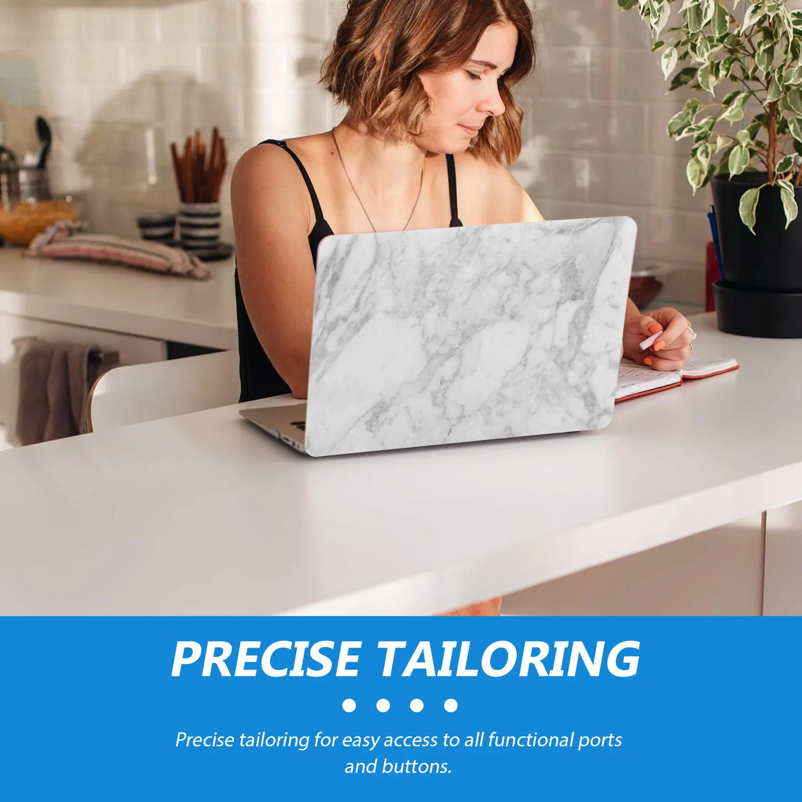 Laptop Case Marble Pattern Notebook Cover Slim Protective Shell Precise Port and Button Access for Office Use