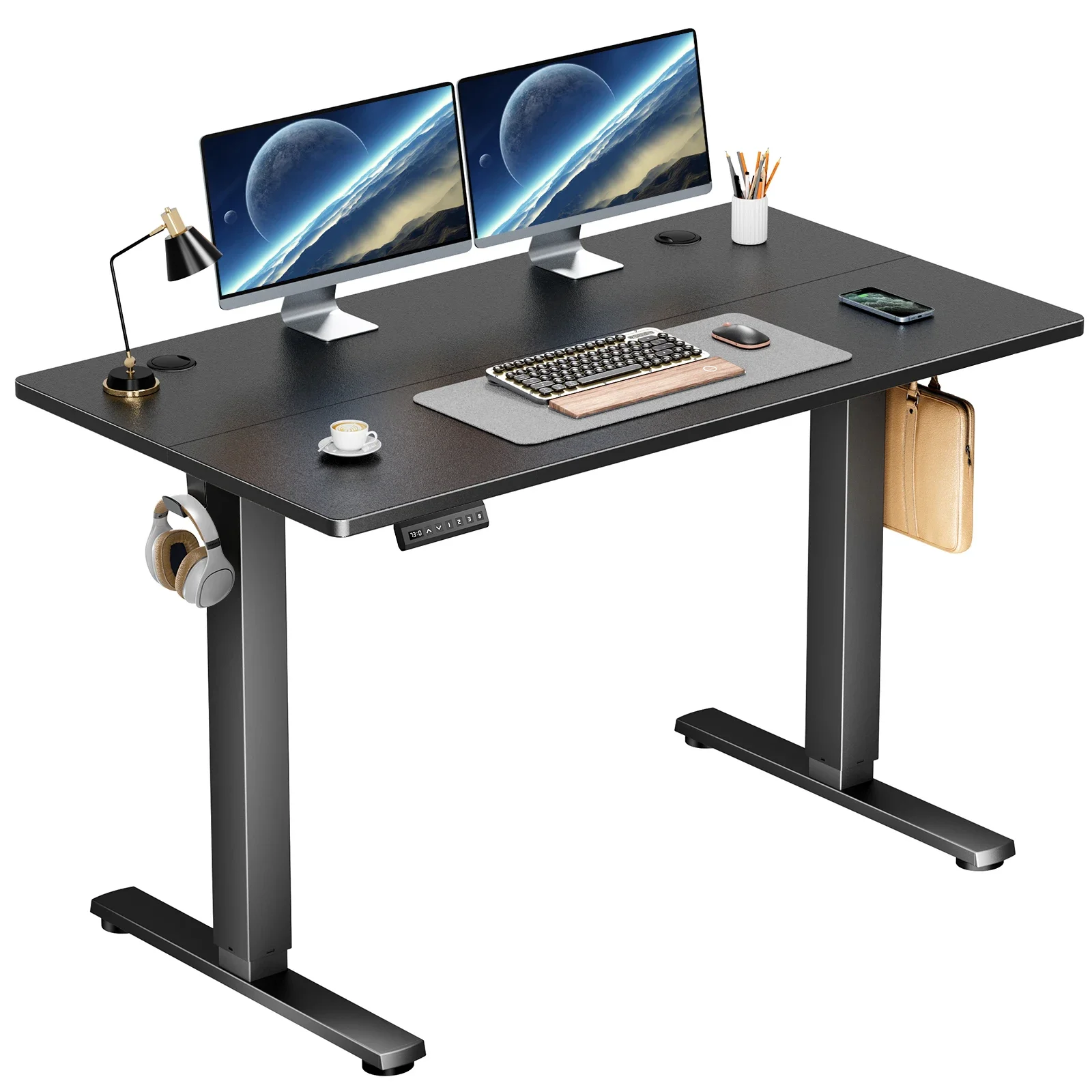 Electric Standing Desk Height Adjustable 40x24 Inch Stand Up Sit Stand Computer Workstation Ergonomic Work Table  Oak