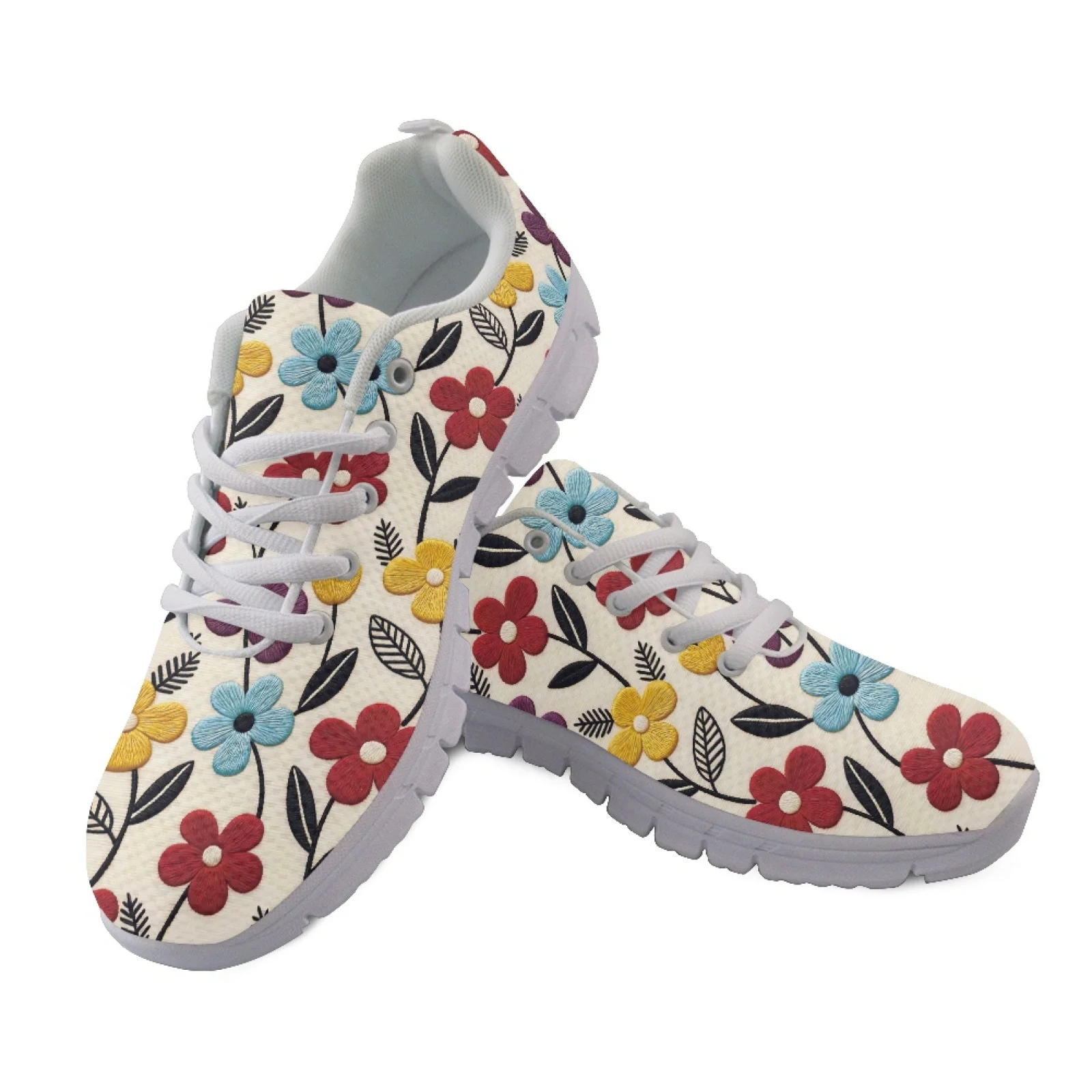 Coloranimal Floral Stars New Trend Sports Trainers Women's Walking Mesh Sneakers Breathable Fitness Shoes for Womens