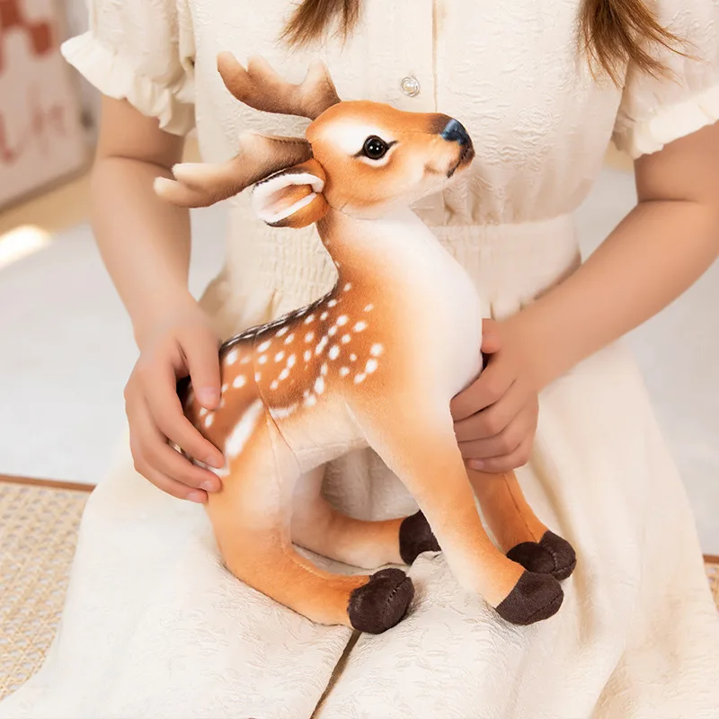 Schattige Simulatie Hert Knuffel Levensechte Sika Hert Antilope Pop Realistische Knuffel Knuffel Speelgoed Voor Kinderen Cadeau Home Decor