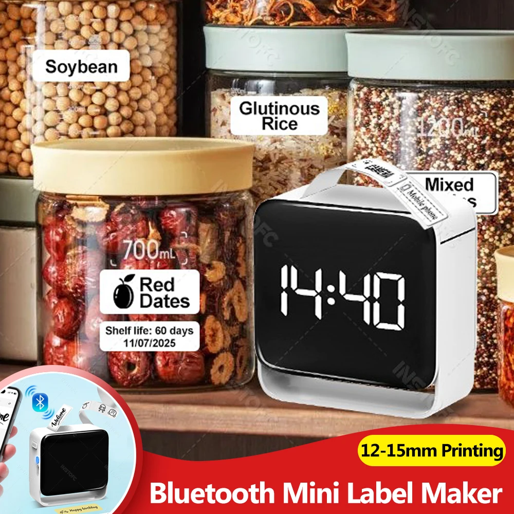 

Карманный термопринтер этикеток шириной 12-15 мм, печатная этикетировочная машина, беспроводной Bluetooth-устройство для изготовления этикеток с наклейкой для этикеток
