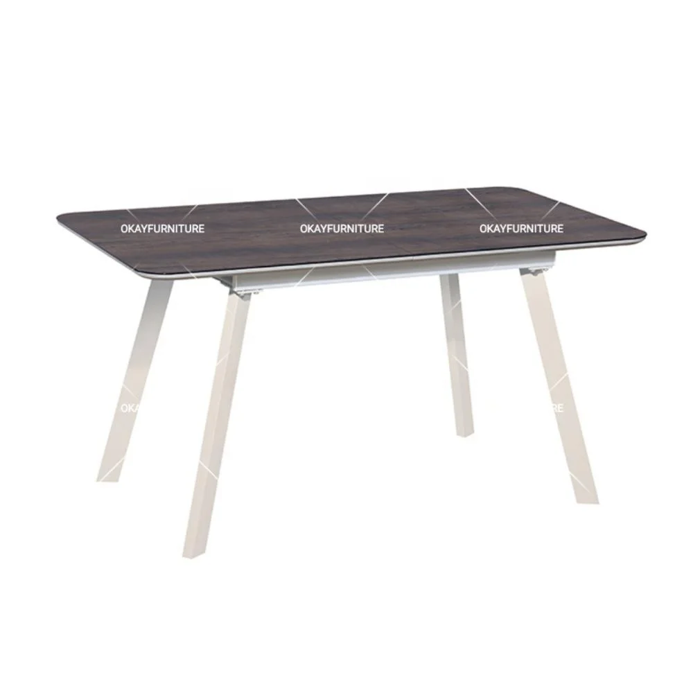 تصميمات طاولة طعام حديثة من الفولاذ المقاوم للصدأ قابلة للتمديد MDF #2