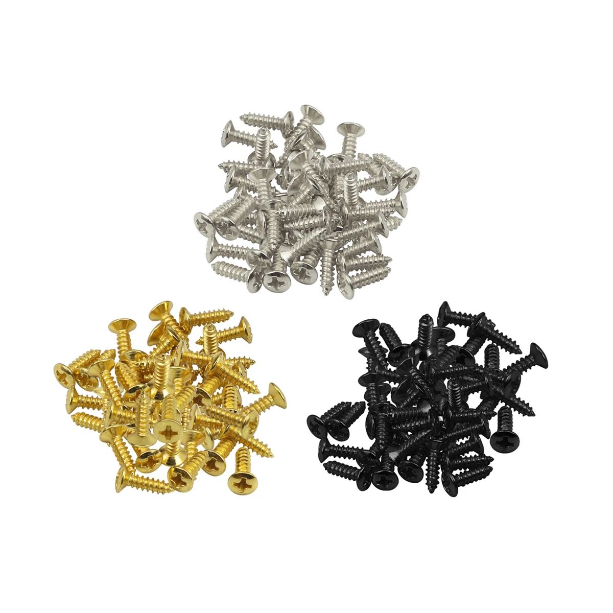 FLEOR 100PCS 3x12mm Electric Guitar Pickguard Mounting Screws Chrome /Black/Gold Choose For Guitar Bass Parts