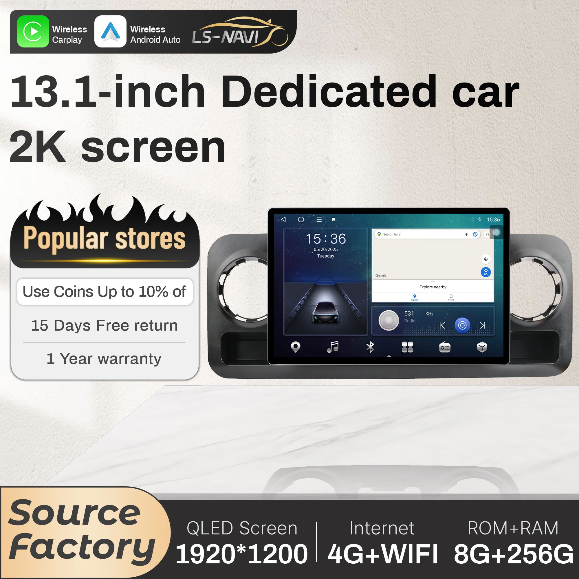 

13.1”Android For Mercedes Benz Sprinter Spinway W907 910 2018-2022 Car Radio Wireless Carplay GPS Multimedia QLED Screen Stere