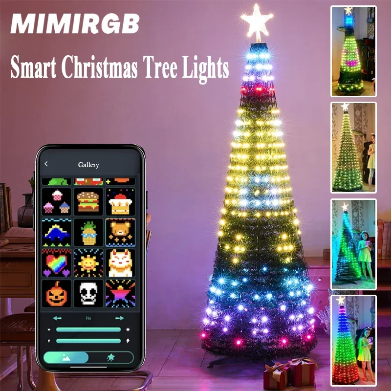 Smart Christmas Tree Lights App DIY Text Pictures Music Rhythm LED RGB String Lights Bluetooth Control LED Christmas Lights