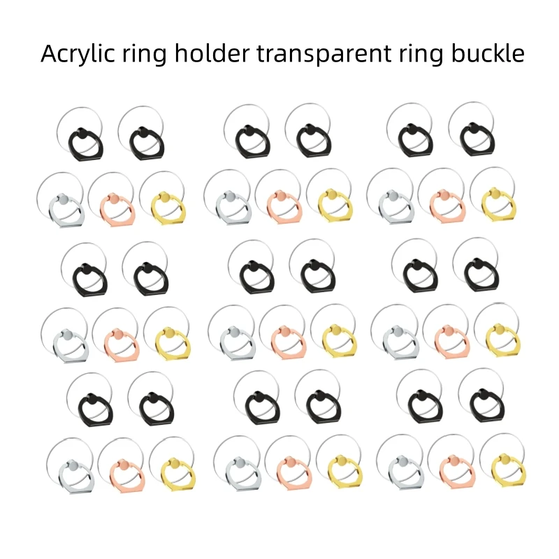 1pcs Transparent Crystal Mobile Phone Ring Buckle 360 Metal Ring Mobile Phone Bracket Creative Transparent PC Acrylic