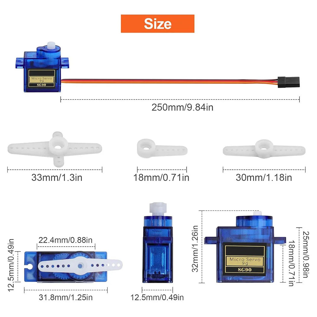 2/5/10pcs Sg90 Servo Motor Micro 9g 180 360 Degree Mount Sg90 Kit Without Metal Gear Pro Rc Car Toy Airplane Arduino Uno Diy image 6