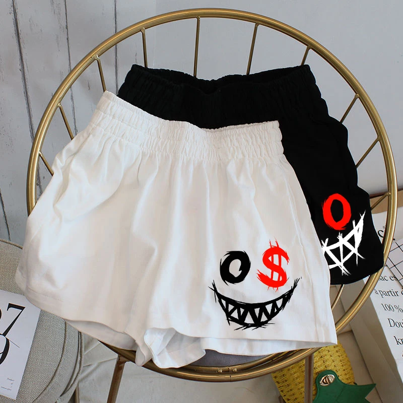 Gothic Y2k fashion casual women\'s shorts 2022 summer new smiley horror print shorts goth punk vintage streetwear women Harajuku