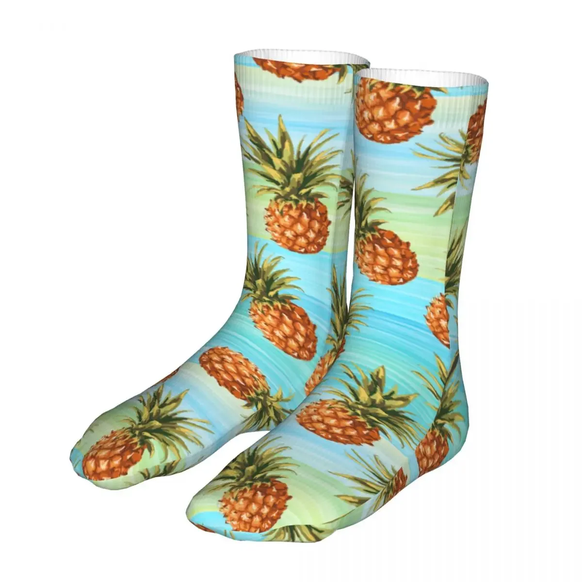 Pineapple Fruit Blue Green Stripes Socks Men Women Fashion Socks High Quality Spring Summer Autumn Winter Socks Gift