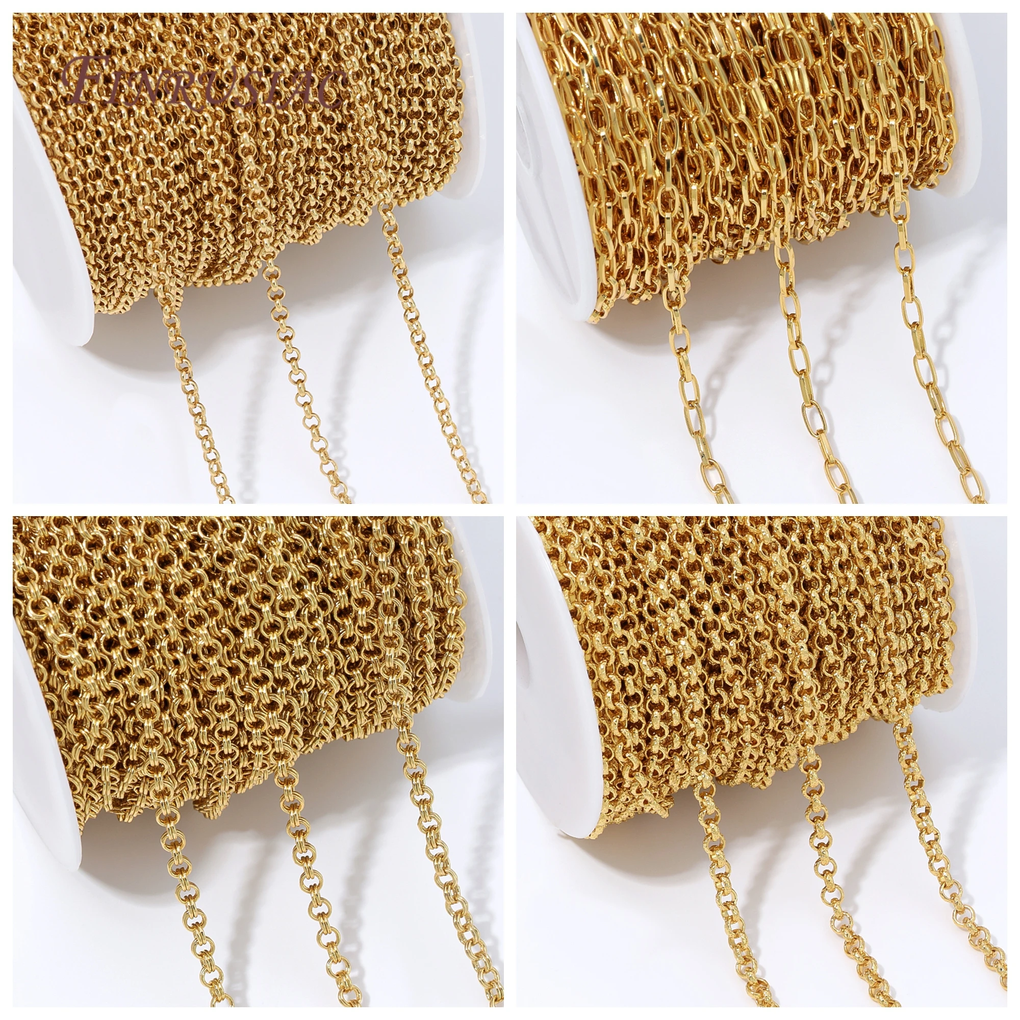 18K Gold Plated Oval Cable Chain Bulk Spool,Long Oval Link Cable Chain Bulk Supplies For Handmade Jewelry Pendant Accessories image 2