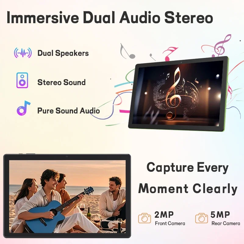 تابلت Android 15، أقراص 10.1 بوصة، ثماني النواة، توسيع 8 جيجابايت + 64 جيجابايت + 512 جيجابايت، شاشة عرض 1280 × 800 رطل، كاميرا مزدوجة، بطارية 6000 مللي أمبير في الساعة