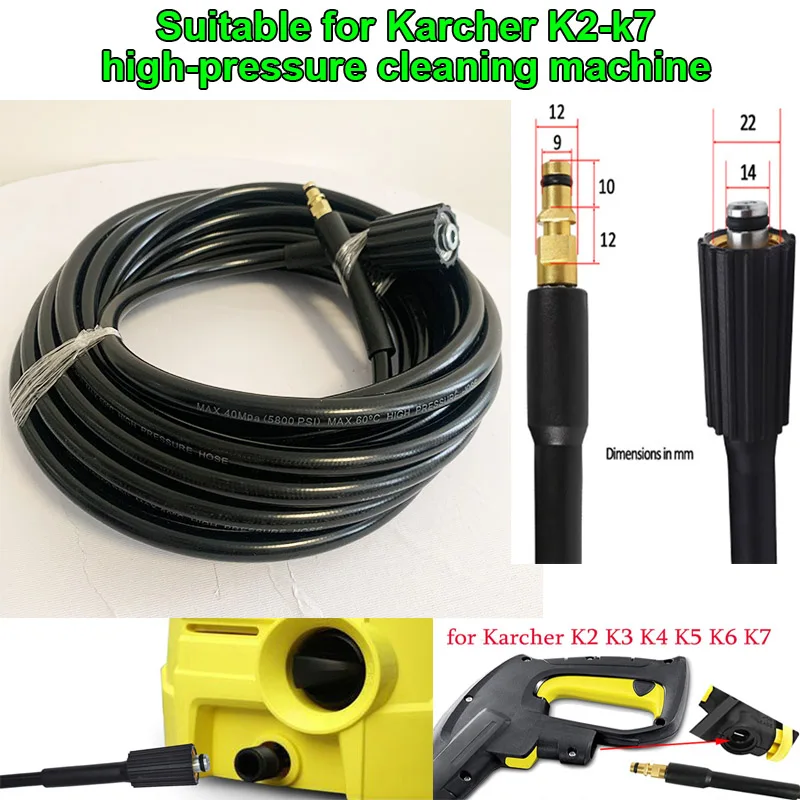 Pressure Washer Hose Quick Connection High Pressure Water Cleaning Hose Pipe Cord Car Washer Extension Hose For Karcher K2-K7