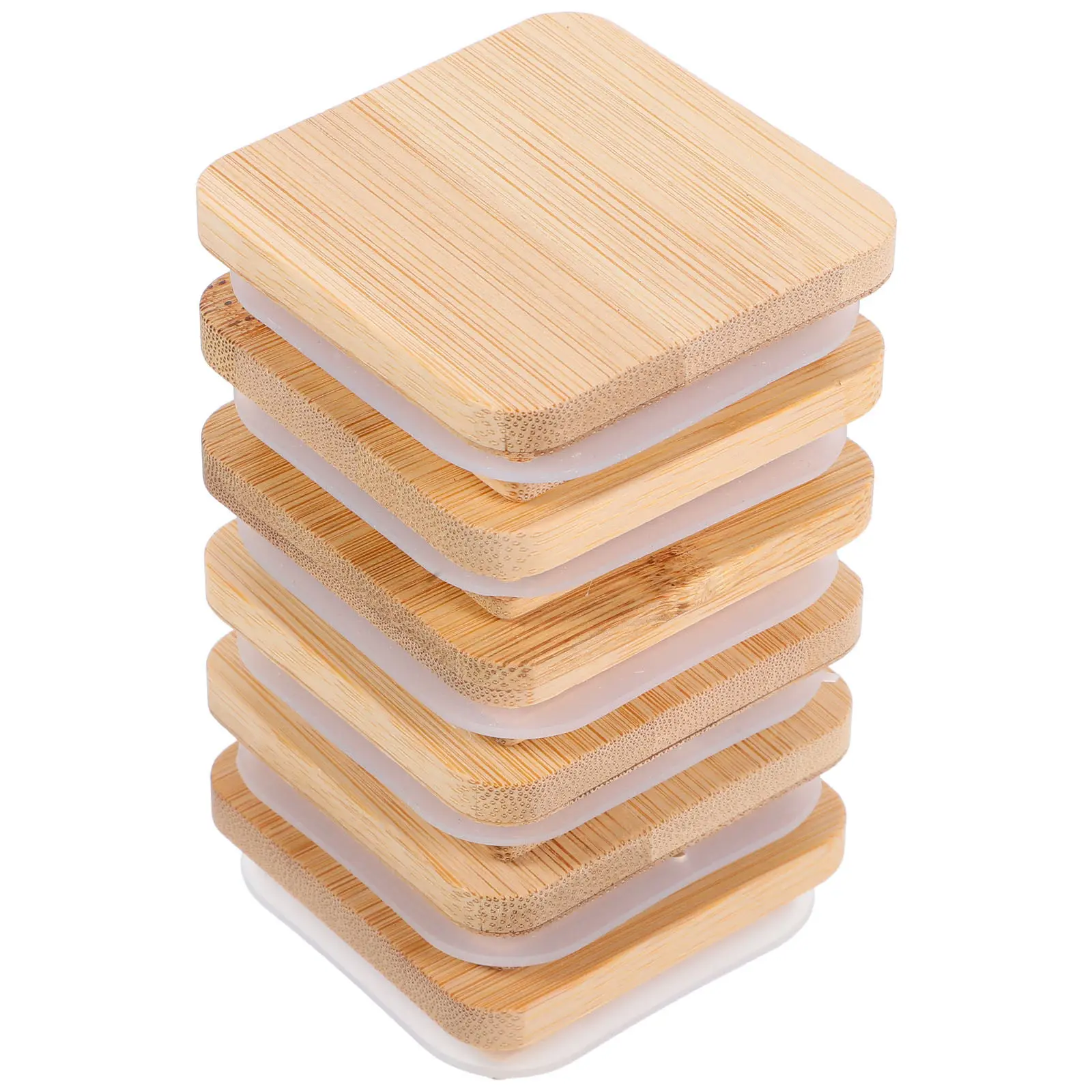 

6pcs Multifunctional Bamboo Lids 60Mm Square Reusable Airtight For Storage Jars Mason Canning Yogurt Containers Lid Accessories