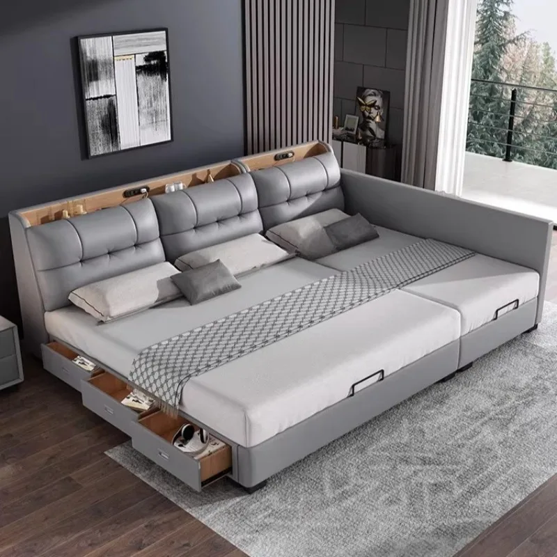 

Storage Cabinets Family Bed Frames Children Large King Size 180x200cm Bed Fancy Upholstered Headboard Home Bedroom Furniture