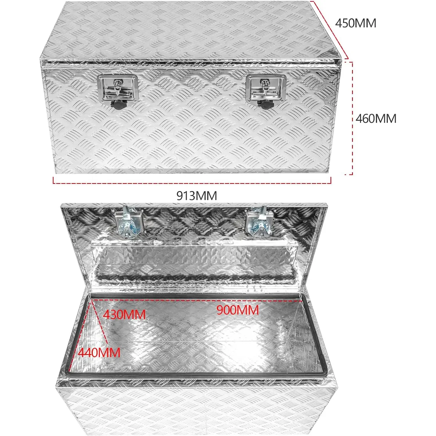 Heavy  Aluminum Tool Box Trailer Truck Replacement for Pickup Underbody Underbed Storage Organizer W/Lock Keys