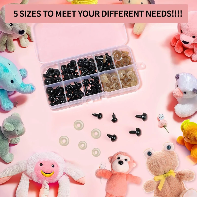 200/100PCS-Box Plastic Black Safety Eyes For Toys Mix Size Crochet Animal Eye DIY Crafts Making Doll Toys Amigurumi Accessories