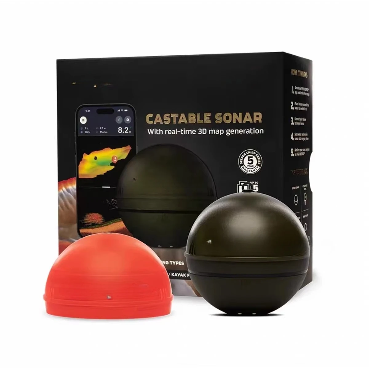 

Triple Beam Plastic Portable Sonar Fish Finder GPS Smart Bait Boat IP67 Waterproof 15 Hours Battery