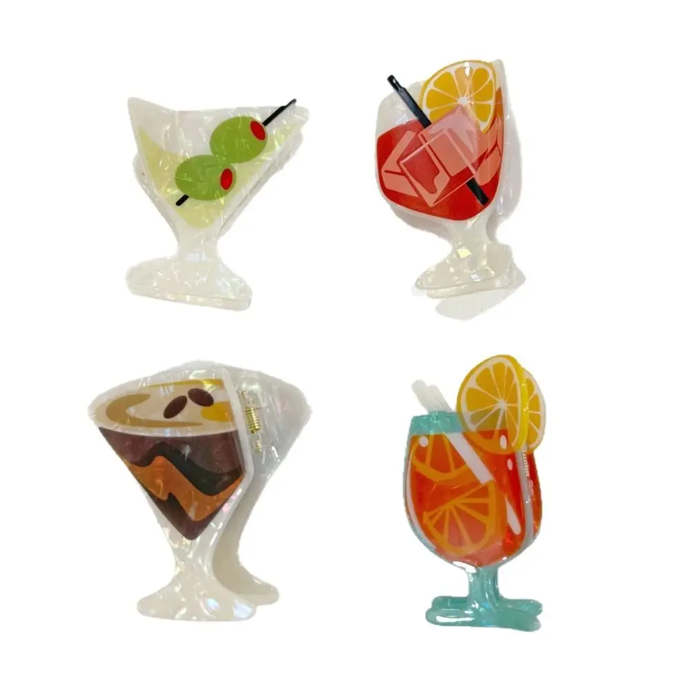 

1 Pc Fashion Cocktail Theme Hair Clips Creative Acrylic Shark Clips Geometry Goblet Shape Hair Claws