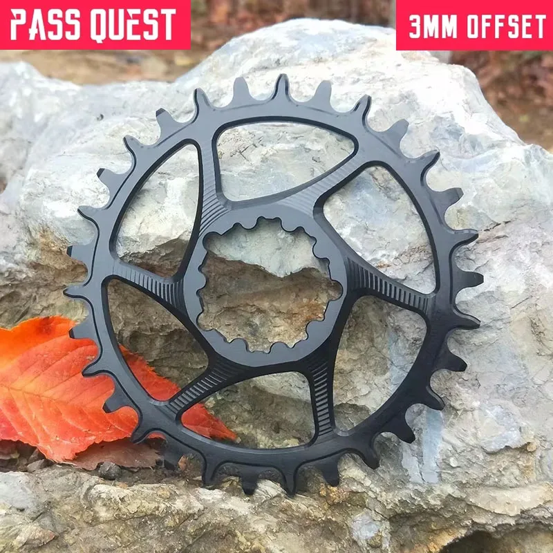 

PASS QUEST 3mm (offset) MTB Bike Round Crankset Narrow Wide Chainring Direct Mount 28-38T Support 10/11/12 speed chains