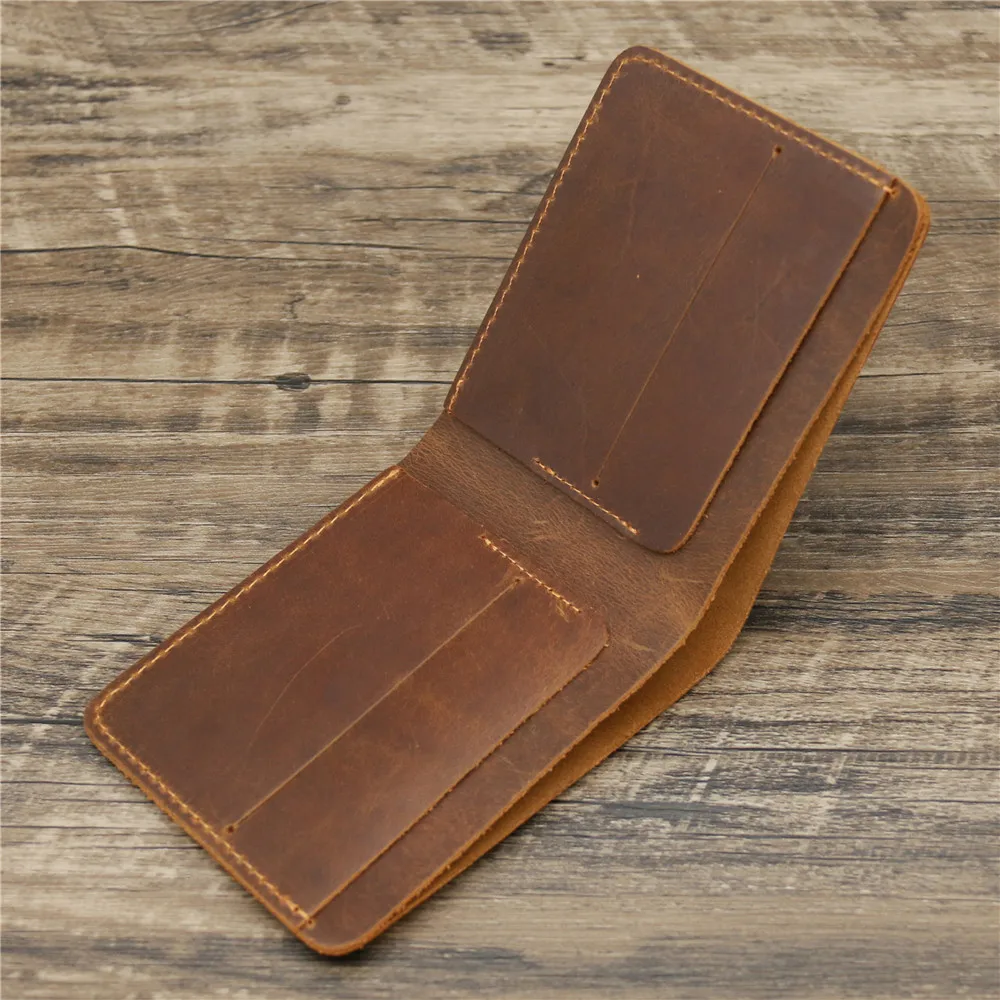 

1060 Men's Crazy Horse Leather Genuine Leather Wallet Simple Retro First Layer Cowhide Multi Card Position Card Bag